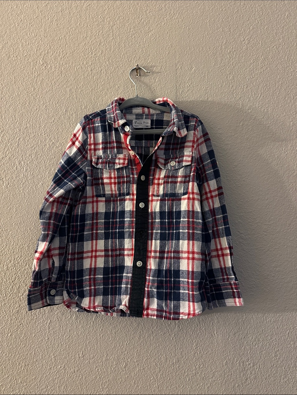 Vierra Rose Red, White & Blue Plaid Button-Up Flannel Shirt